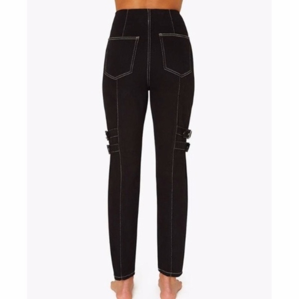 WeWoreWhat Bowery Pant Denim w Buckle Details in Black Danielle Bernstein sz 29 - Picture 14 of 14